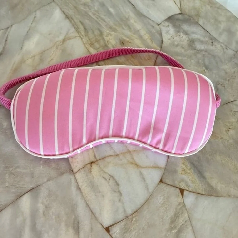 padded Satin silky pink stripe sleep mask One Size
